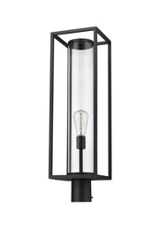 Dunbroch 1 Light 8" Outdoor Post Mount Fixture, 27.75" Tall Lantern in Black, Post Top Only, Round Fitter