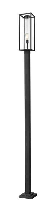 Dunbroch 1 Light 8" Outdoor Post Mount Fixture, 27.75" Tall Lantern in Black, 96" Square Post