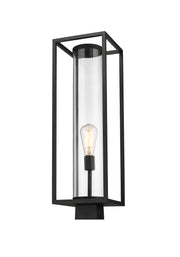 Dunbroch 1 Light 8" Outdoor Post Mount Fixture, 27.75" Tall Lantern in Black, Post Top Only, Square Fitter