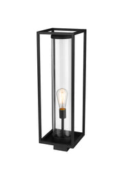 Dunbroch 1 Light 8" Outdoor Post Mount Fixture, 27.75" Tall Lantern in Black, Post Top Only, Square Fitter