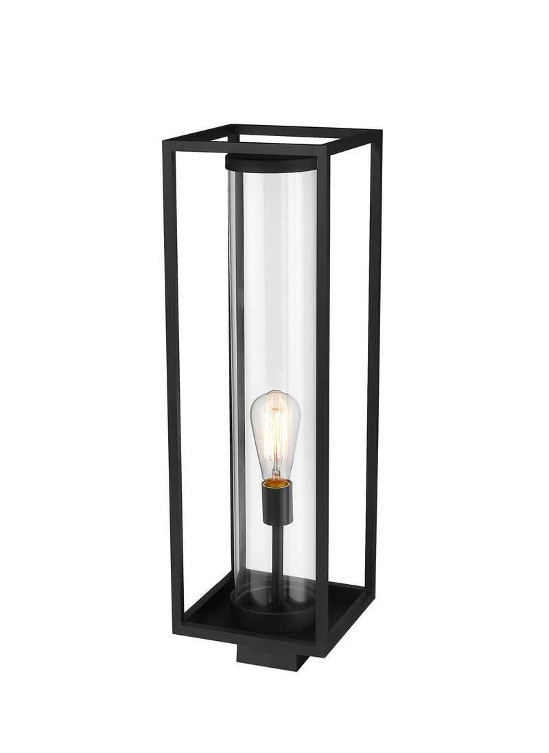 Dunbroch 1 Light 8" Outdoor Post Mount Fixture, 27.75" Tall Lantern in Black, Post Top Only, Square Fitter