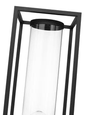 Dunbroch 1 Light 8" Outdoor Post Mount Fixture, 27.75" Tall Lantern in Black, Post Top Only, Square Fitter