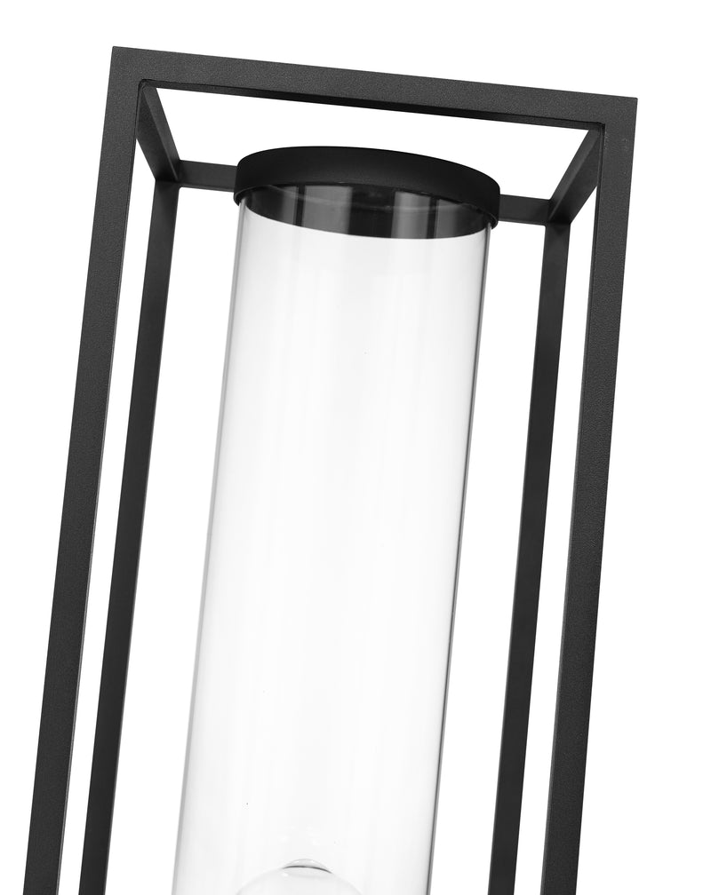 Dunbroch 1 Light 8" Outdoor Post Mount Fixture, 27.75" Tall Lantern in Black, Post Top Only, Square Fitter