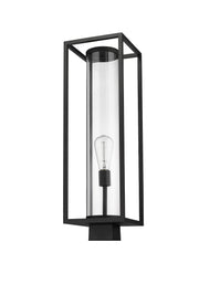 Dunbroch 1 Light 8" Outdoor Post Mount Fixture, 27.75" Tall Lantern in Black, Post Top Only, Square Fitter