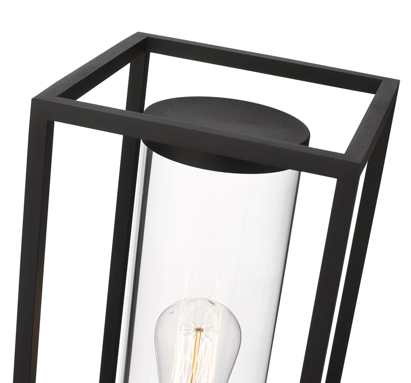Dunbroch 1 Light 8" Outdoor Post Mount Fixture, 21.75" Tall Lantern in Black, Post Top Only, Round Fitter