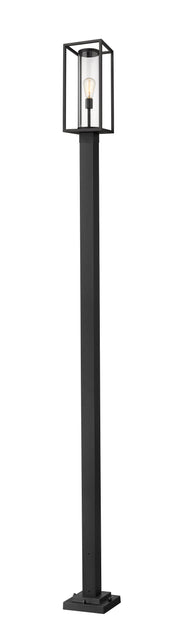 Dunbroch 1 Light 8" Outdoor Post Mount Fixture, 21.75" Tall Lantern in Black, 96" Square Post