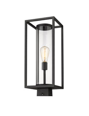 Dunbroch 1 Light 8" Outdoor Post Mount Fixture, 21.75" Tall Lantern in Black, Post Top Only, Square Fitter