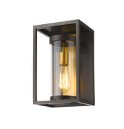Dunbroch 1 Light 8" Outdoor Wall Light, 13" Tall in Deep Bronze + Outdoor Brass