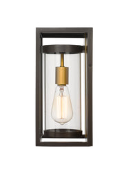 Dunbroch 1 Light 8" Outdoor Wall Light, 13" Tall in Deep Bronze + Outdoor Brass