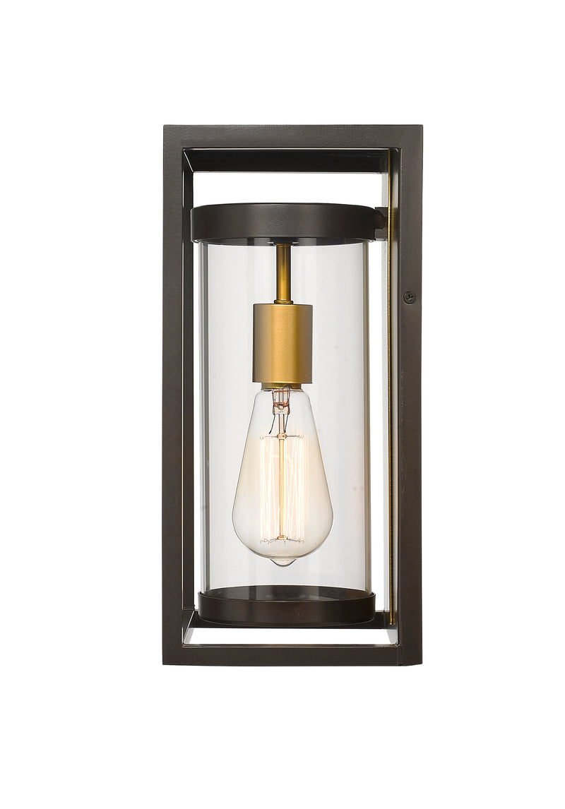 Dunbroch 1 Light 8" Outdoor Wall Light, 13" Tall in Deep Bronze + Outdoor Brass