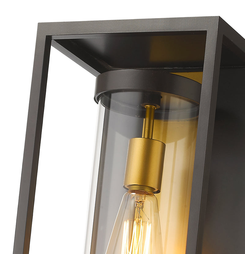 Dunbroch 1 Light 8" Outdoor Wall Light, 13" Tall in Deep Bronze + Outdoor Brass