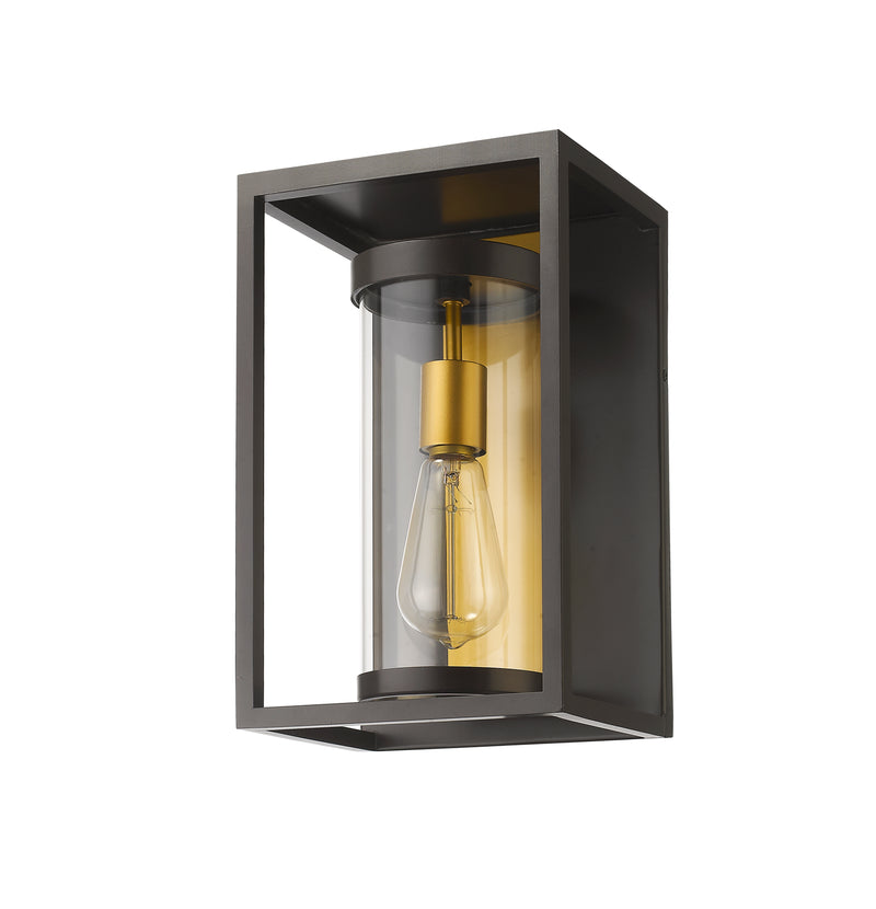 Dunbroch 1 Light 8" Outdoor Wall Light, 13" Tall in Deep Bronze + Outdoor Brass