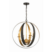 Luna 6 Light 21" Chandelier in English Bronze + Antique Gold