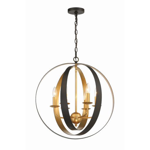 Luna 6 Light 21" Chandelier in English Bronze + Antique Gold