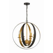 Luna 6 Light 21" Chandelier in English Bronze + Antique Gold