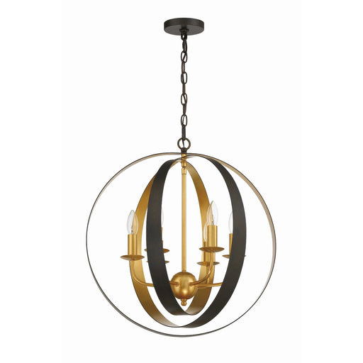 Luna 6 Light 21" Chandelier in English Bronze + Antique Gold