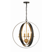 Luna 6 Light 21" Chandelier in English Bronze + Antique Gold