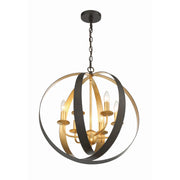 Luna 6 Light 21" Chandelier in English Bronze + Antique Gold
