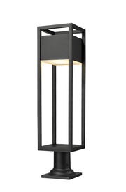 Barwick 1 Light 7" Outdoor Post Mount Fixture in Black, Pier Mount, 6" Base