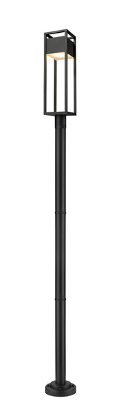 Barwick 1 Light 7" Outdoor Post Mount Fixture in Black, 76" Cast Post, 9" Base