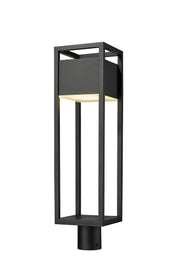 Barwick 1 Light 7" Outdoor Post Mount Fixture in Black, Post Top Only, Round Fitter