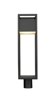 Barwick 1 Light 7" Outdoor Post Mount Fixture in Black, Post Top Only, Round Fitter