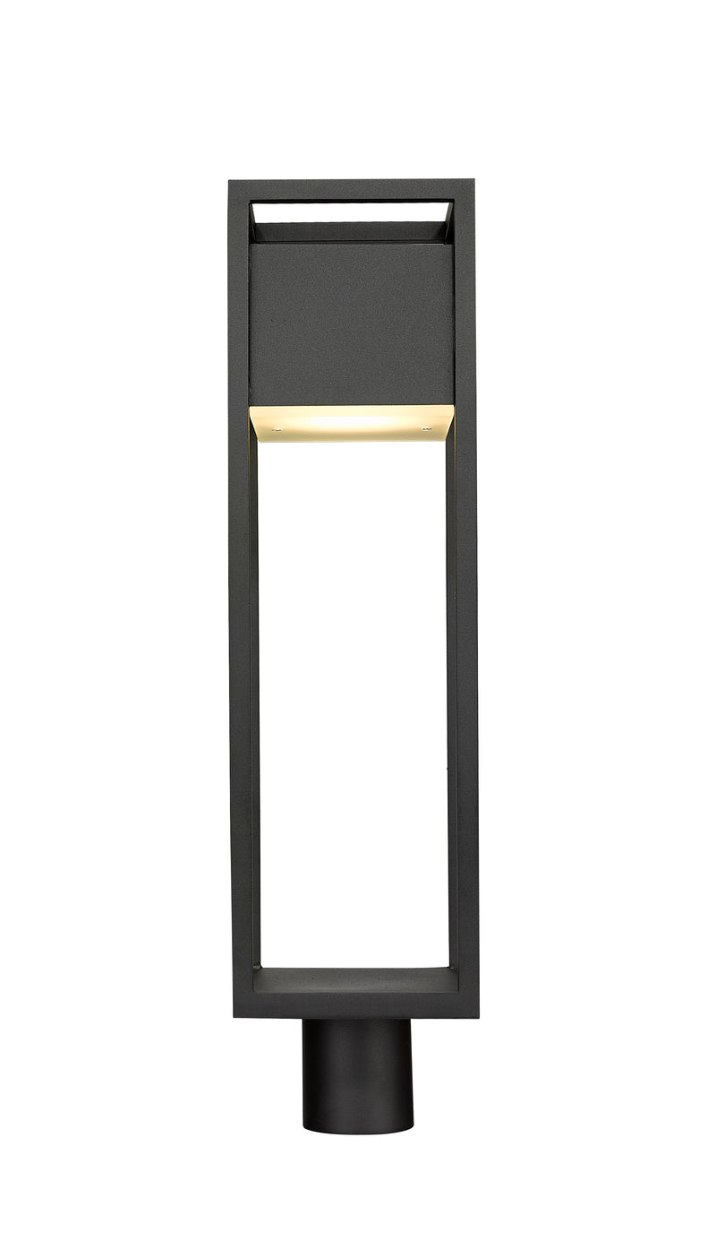 Barwick 1 Light 7" Outdoor Post Mount Fixture in Black, Post Top Only, Round Fitter