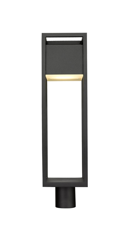 Barwick 1 Light 7" Outdoor Post Mount Fixture in Black, Post Top Only, Round Fitter