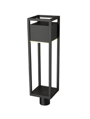 Barwick 1 Light 7" Outdoor Post Mount Fixture in Black, Post Top Only, Round Fitter