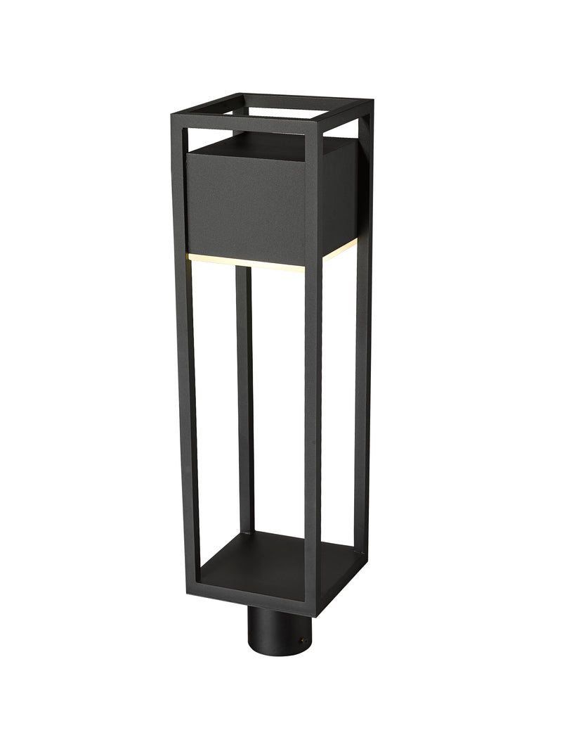 Barwick 1 Light 7" Outdoor Post Mount Fixture in Black, Post Top Only, Round Fitter