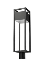 Barwick 1 Light 7" Outdoor Post Mount Fixture in Black, Post Top Only, Round Fitter