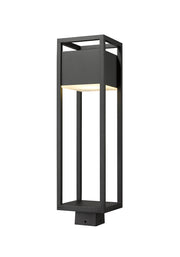 Barwick 1 Light 7" Outdoor Post Mount Fixture in Black, Post Top Only, Square Fitter