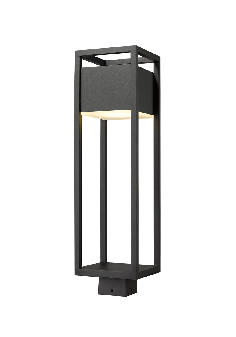 Barwick 1 Light 7" Outdoor Post Mount Fixture in Black, Post Top Only, Square Fitter