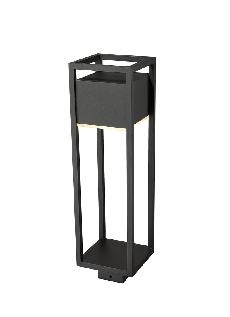 Barwick 1 Light 7" Outdoor Post Mount Fixture in Black, Post Top Only, Square Fitter