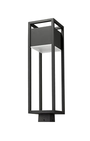 Barwick 1 Light 7" Outdoor Post Mount Fixture in Black, Post Top Only, Square Fitter