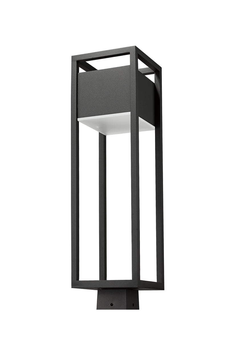 Barwick 1 Light 7" Outdoor Post Mount Fixture in Black, Post Top Only, Square Fitter