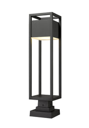 Barwick 1 Light 7" Outdoor Post Mount Fixture in Black, Square Pier Mount