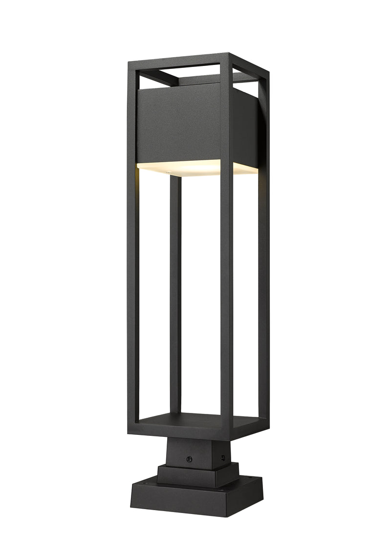 Barwick 1 Light 7" Outdoor Post Mount Fixture in Black, Square Pier Mount
