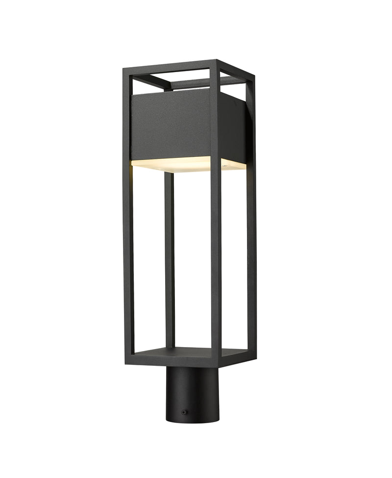 Barwick 1 Light 6.25" Outdoor Post Mount Fixture in Black, Post Top Only, Round Fitter