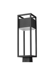 Barwick 1 Light 6.25" Outdoor Post Mount Fixture in Black, Post Top Only, Square Fitter