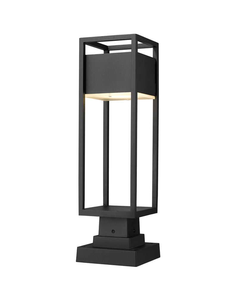 Barwick 1 Light 6.25" Outdoor Post Mount Fixture in Black, Square Pier Mount