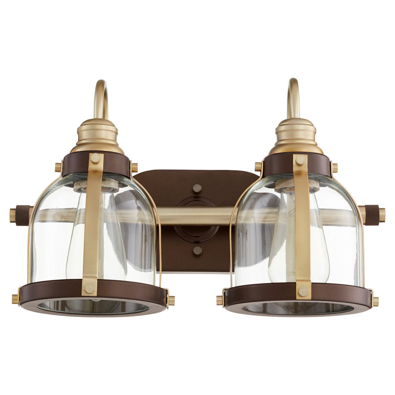 Denny 2 Light Vanity Light in Aged Brass / Oiled Bronze
