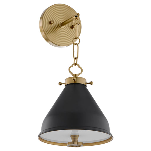 Bonnel 1 Light Wall Sconce in Matte Black / Aged Brass