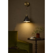 Bonnel 1 Light Wall Sconce in Matte Black / Aged Brass