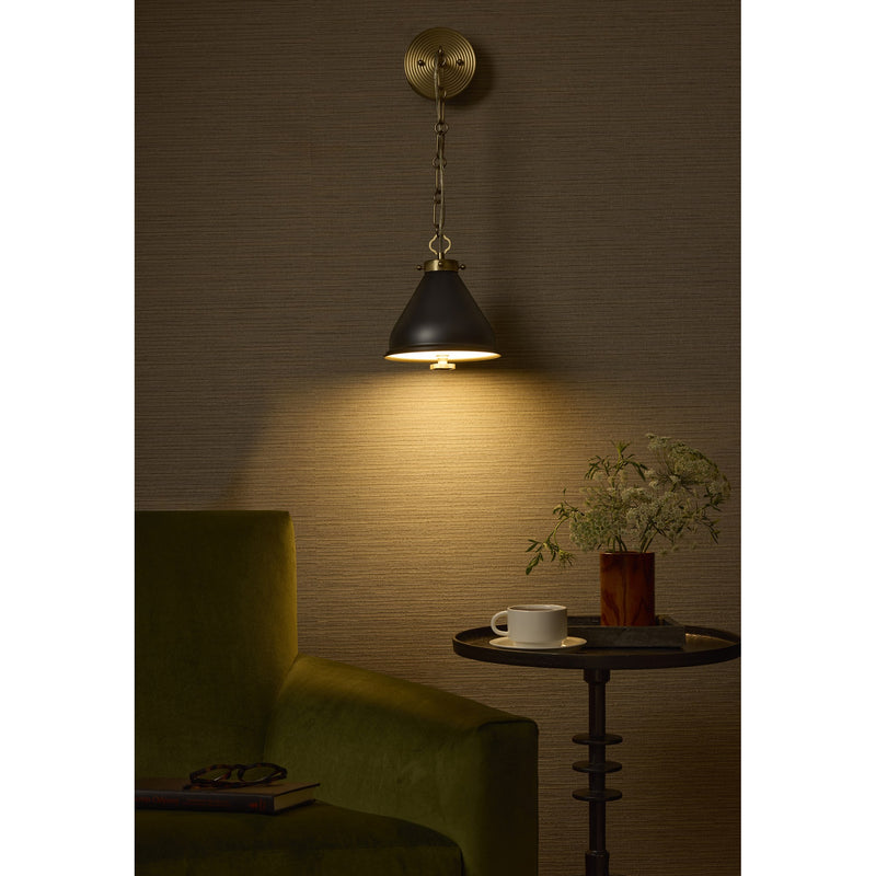 Bonnel 1 Light Wall Sconce in Matte Black / Aged Brass