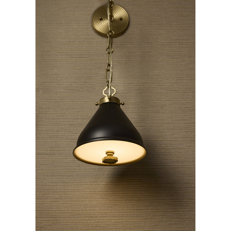 Bonnel 1 Light Wall Sconce in Matte Black / Aged Brass