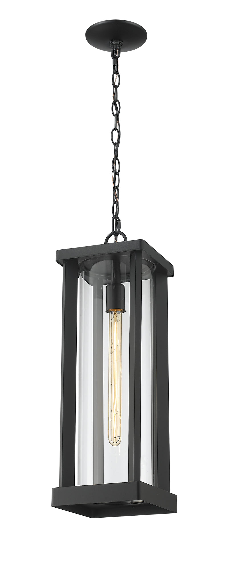 Glenwood 1 Light 7.5" Outdoor Chain Mount Ceiling Fixture in Black