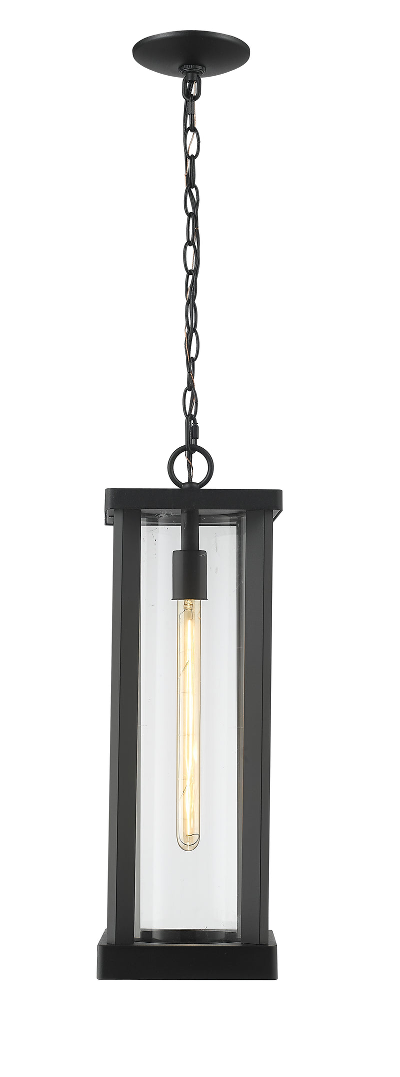 Glenwood 1 Light 7.5" Outdoor Chain Mount Ceiling Fixture in Black