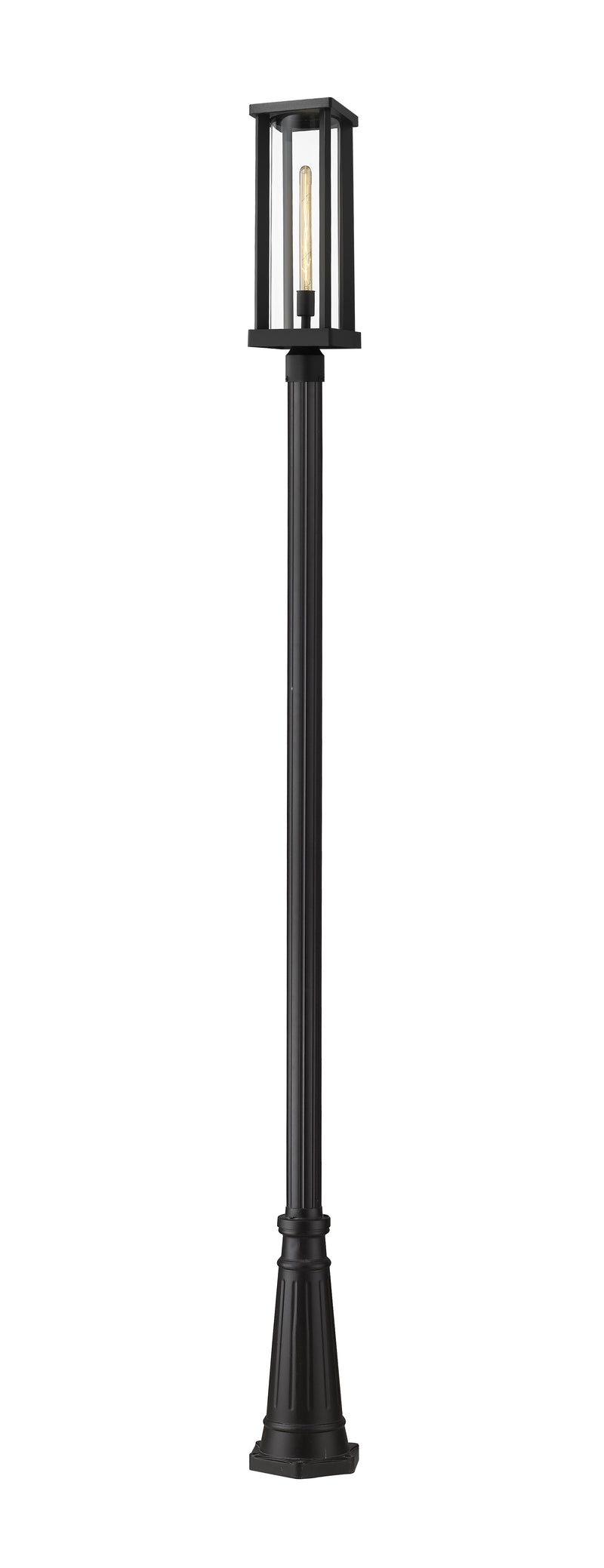 Glenwood 1 Light 7.5" Outdoor Post Mount Fixture in Black, 96" Cast Post, 10" Base