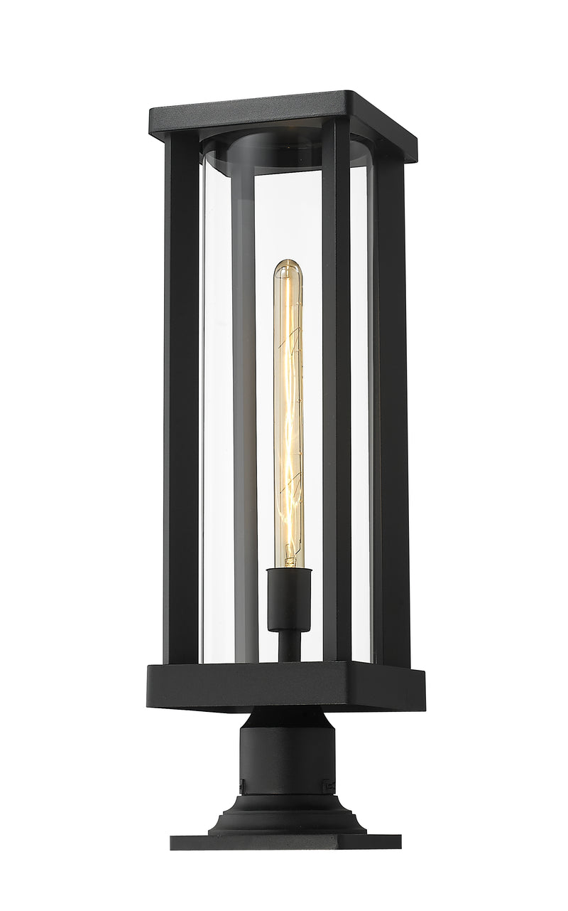 Glenwood 1 Light 7.5" Outdoor Post Mount Fixture in Black, Pier Mount, 6" Base